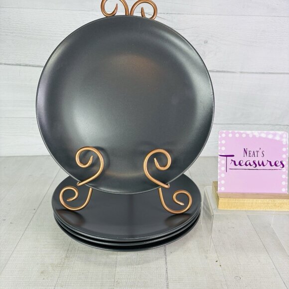 Ikea of Sweden 12011 Solid Black Matte Round Stoneware